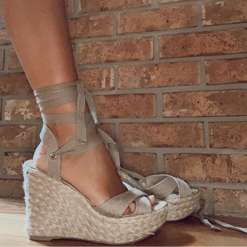 Wrap espadrille wedges
